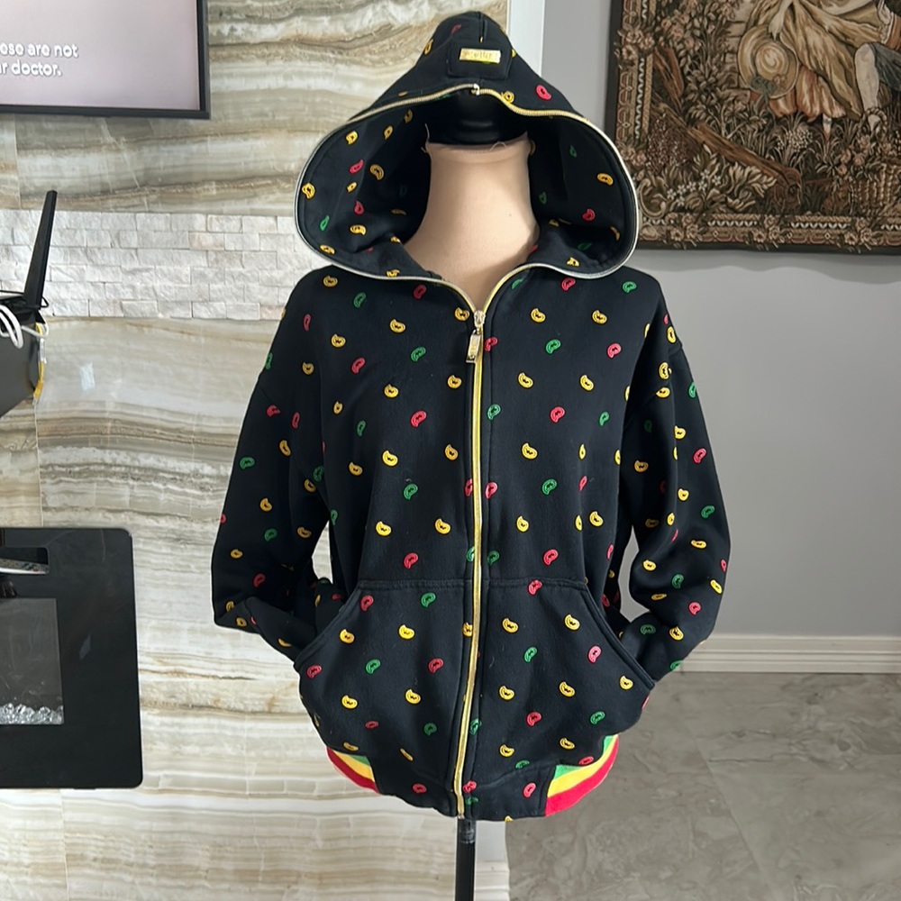 CLH Paisley Green, Yellow Black Full Face Zip Hoodie. Size M‎ (822)